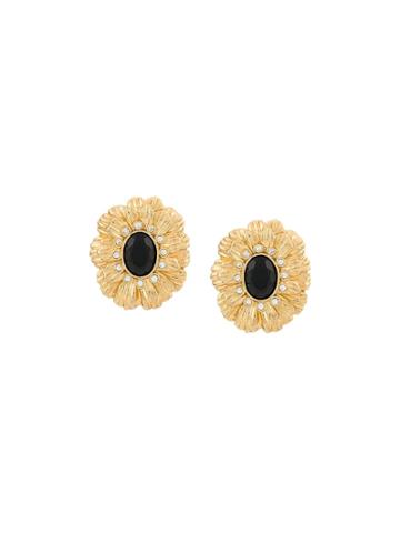 Kenneth Jay Lane 1980s Vintage Kenneth Jay Lane Flower Earrings - Gold