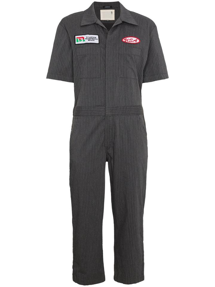 R13 Oversized Stripe Mechanic Jumpsuit - Grey