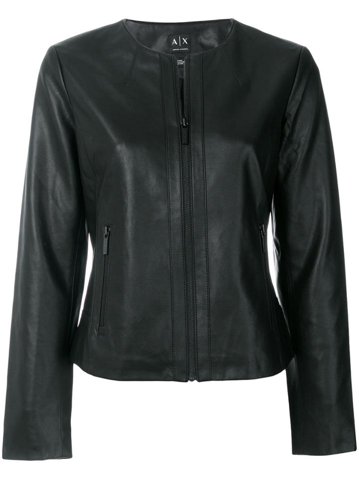 Armani Exchange Zipped Fitted Jacket - Black