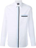 Kenzo Striped Panel Shirt, Men's, Size: 42, White, Cotton