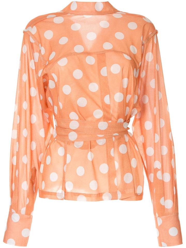 Bambah Polka Dot Wrap Blouse - Orange