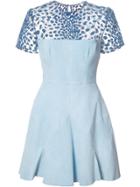 Alex Perry Sheer Panel Flared Dress - Blue