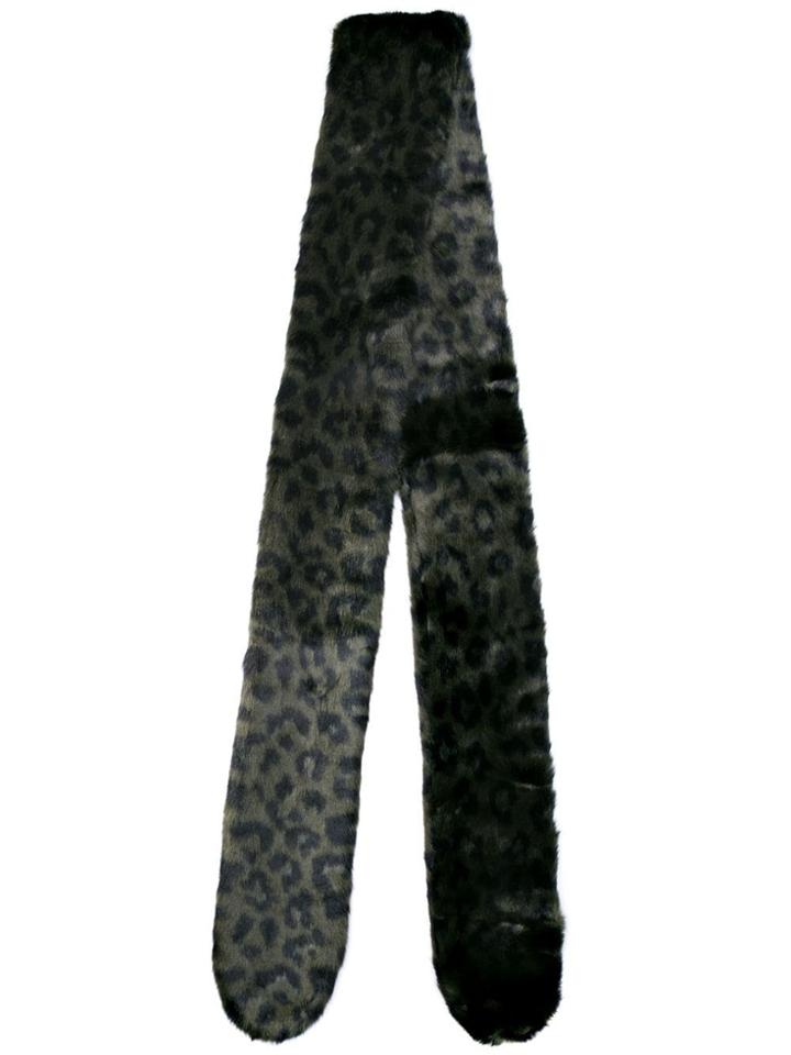 Charlotte Simone Leopard Print Faux-fur Scarf - Black