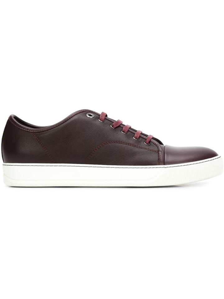 Lanvin Toe Cap Sneakers, Men's, Size: 9, Red, Calf Leather/lamb Skin/rubber