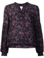 Derek Lam 10 Crosby Floral Print Flared Blouse, Women's, Size: 2, Black, Silk