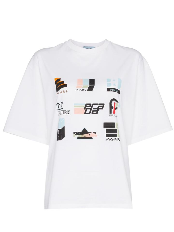 Prada Multicolour Print Short Sleeve T-shirt - White