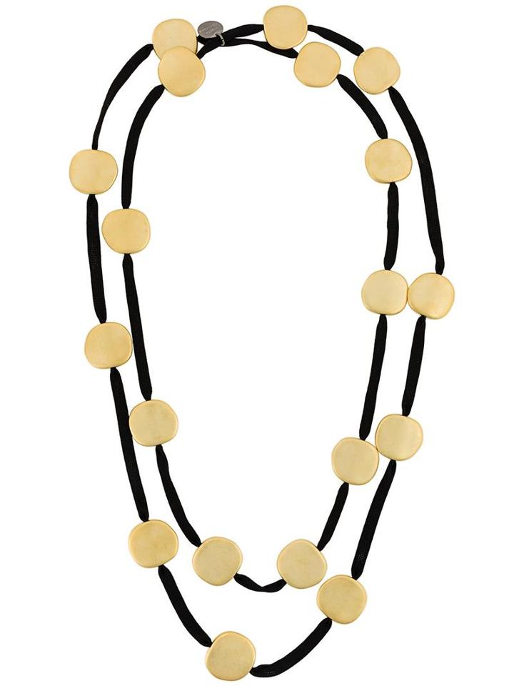 Maria Calderara Round Pendants Long Necklace, Metallic