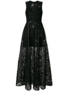 Elie Saab Sleeveless Sequin Embroidery Gown - Black