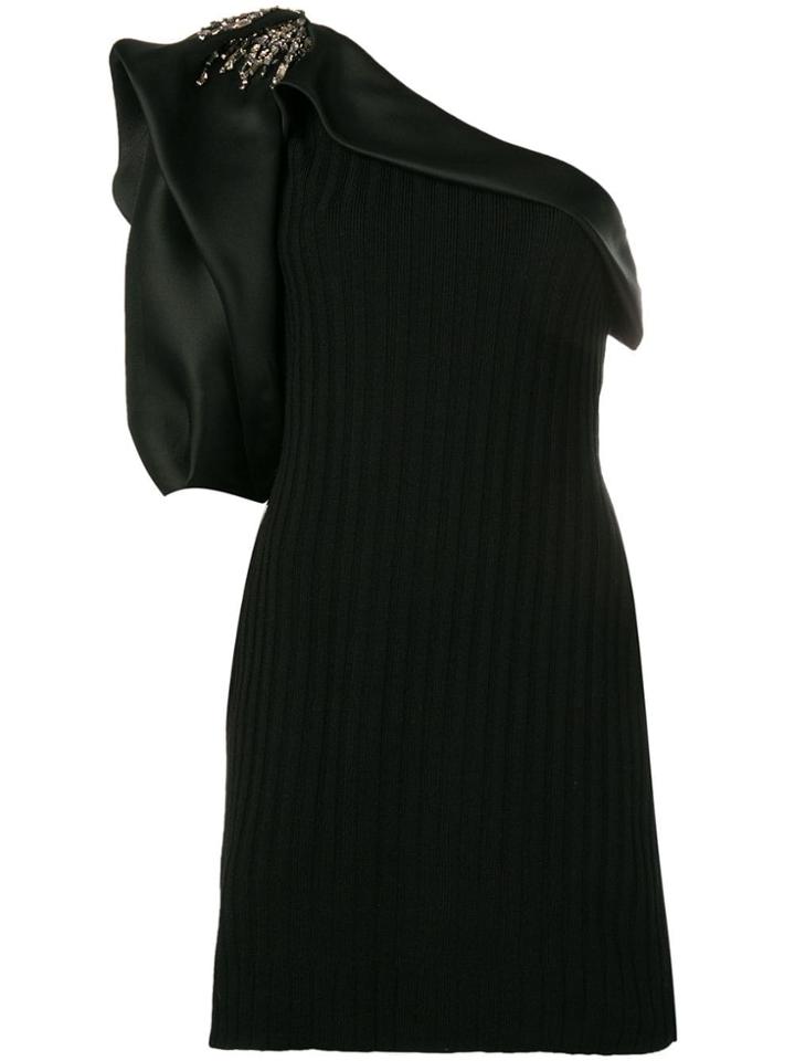 Alberta Ferretti Crystal Detail One Shoulder Dress - Black