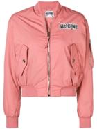 Moschino Zipped Logo Bomber Jacket - Pink