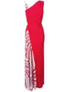 Emilio Pucci Burle Print Ruched Maxi Dress - Red