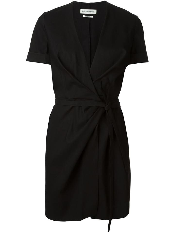 Isabel Marant Étoile 'kansas' Wrap Dress, Women's, Size: 40, Black, Linen/flax/viscose/spandex/elastane