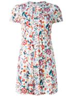Red Valentino Floral Print Front Pleated Dress, Women's, Size: 44, White, Viscose/polyester