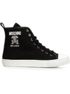 Moschino Interlocking C-clamp Sneakers, Women's, Size: 37, Black, Rubber/cotton/leather