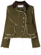 Carven Frayed Hem Patchwork Jacket - Green