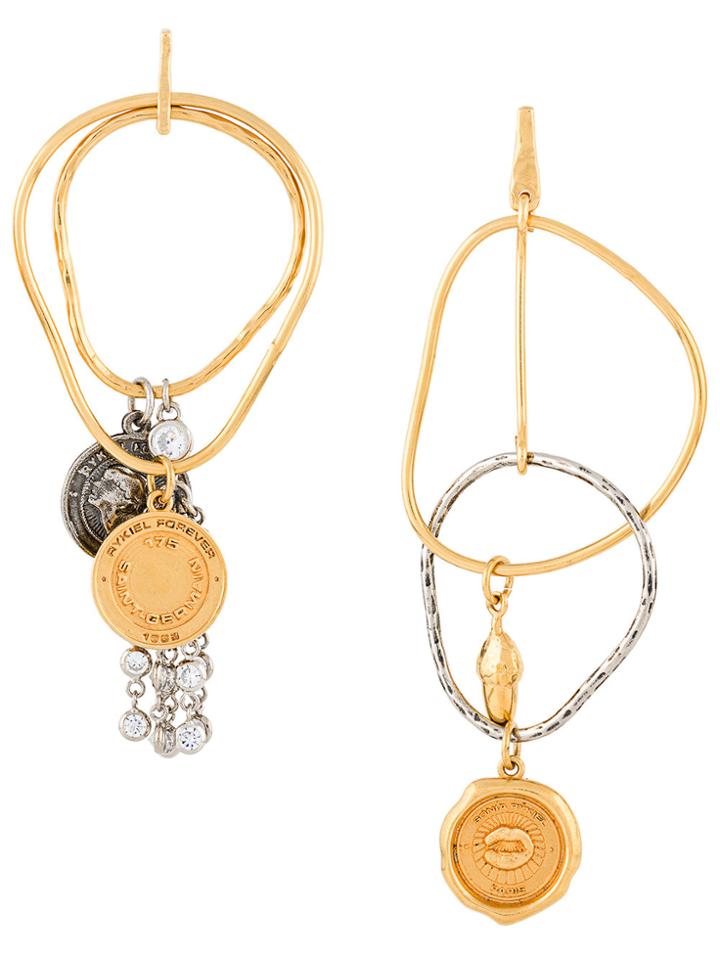 Sonia Rykiel Asymmetric Coin Earrings - Metallic