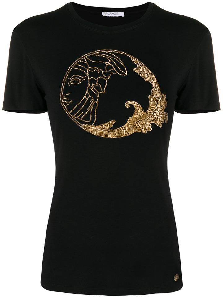 Versace Collection Logo Embellished T-shirt - Black
