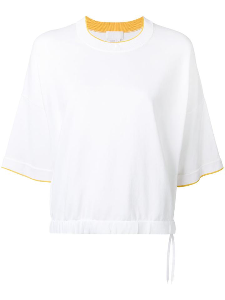 Dkny - Contrast Edging Top - Women - Cotton/nylon/spandex/elastane - Xs, White, Cotton/nylon/spandex/elastane