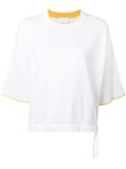 Dkny - Contrast Edging Top - Women - Cotton/nylon/spandex/elastane - Xs, White, Cotton/nylon/spandex/elastane