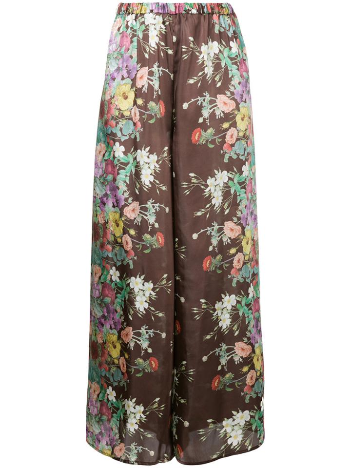 Aula Floral Palazzo Trousers - Brown