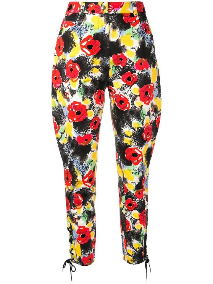 Chanel Pre-owned Camelia Print Cropped Trousers - Multicolour
