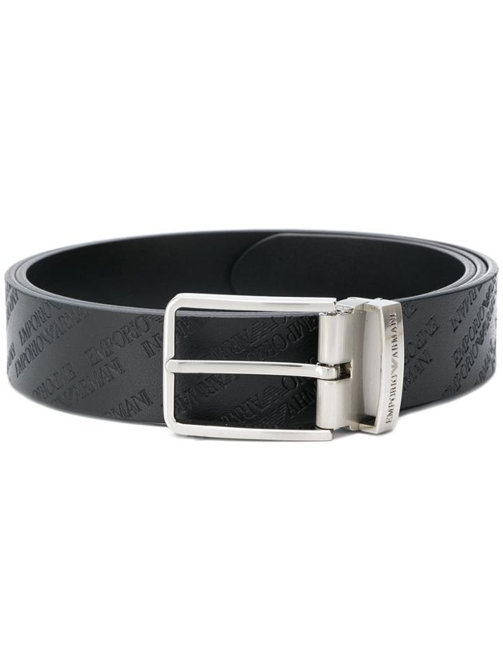 Emporio Armani All Over Logo Belt - Black