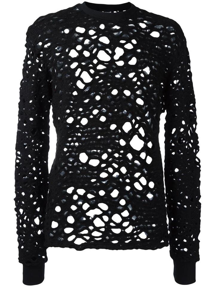 Numero00 'hole' Jumper, Men's, Size: Large, Black, Polyester/acrylic/cotton/polyamide