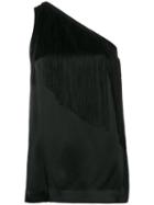 Stella Mccartney - Fringed One-shoulder Top - Women - Acetate/viscose - 40, Black, Acetate/viscose