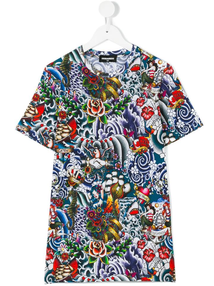 Dsquared2 Kids - All Over Print T-shirt - Kids - Cotton - 14 Yrs