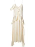 Jonathan Simkhai Ruffled Slip Dress, Women's, Size: 6, Nude/neutrals, Silk