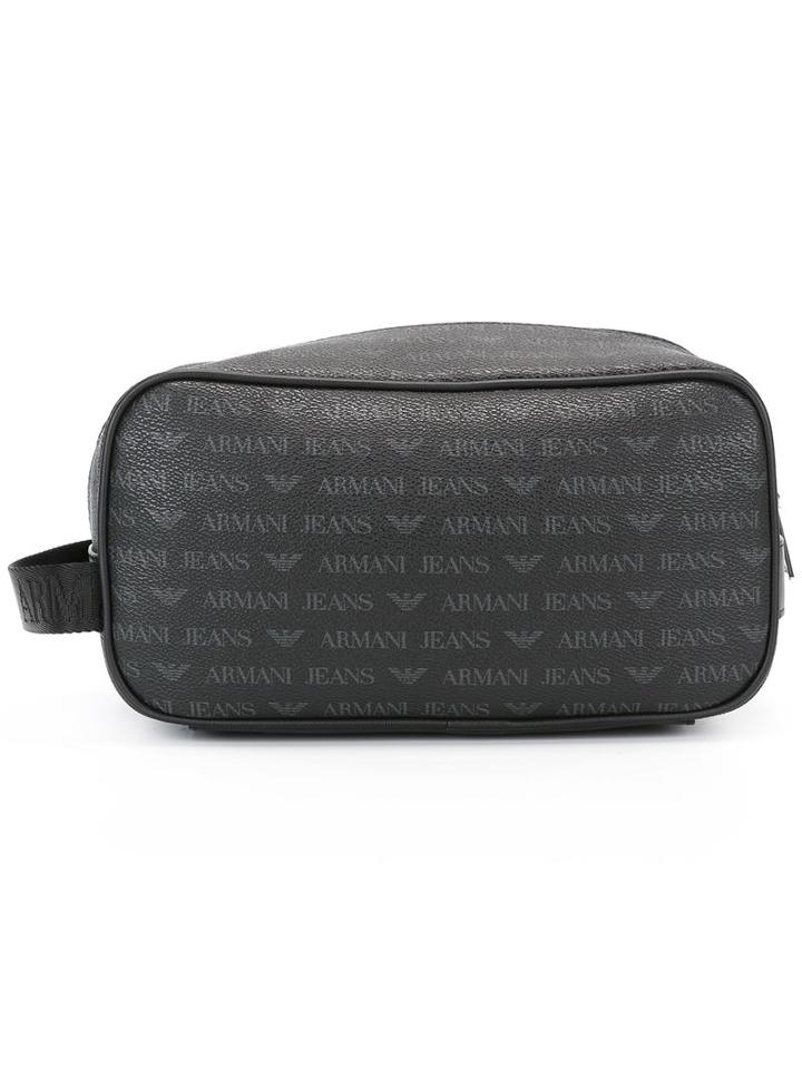Armani Jeans Logo Print Clutch, Men's, Black, Polyester/pvc