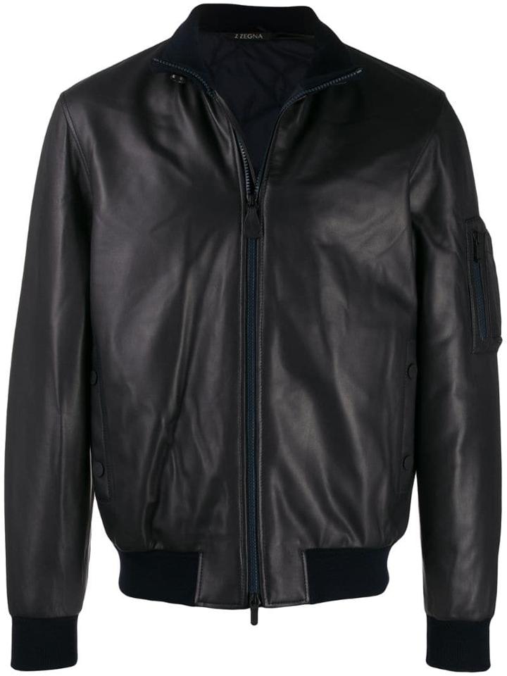 Z Zegna Leather Jacket - Blue