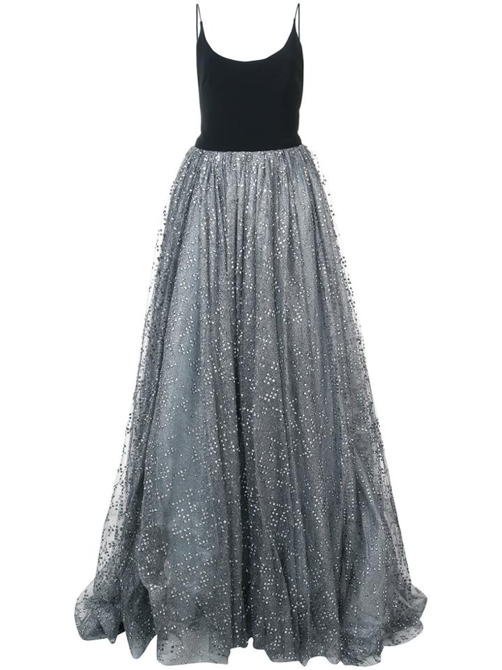 Christian Siriano Glitter Tulle Detail Dress - Black