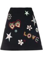 Chinti & Parker Love Embroidered Mini Skirt - Blue