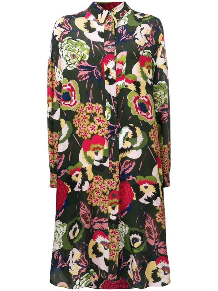 Aspesi Floral Shirt Dress - Green