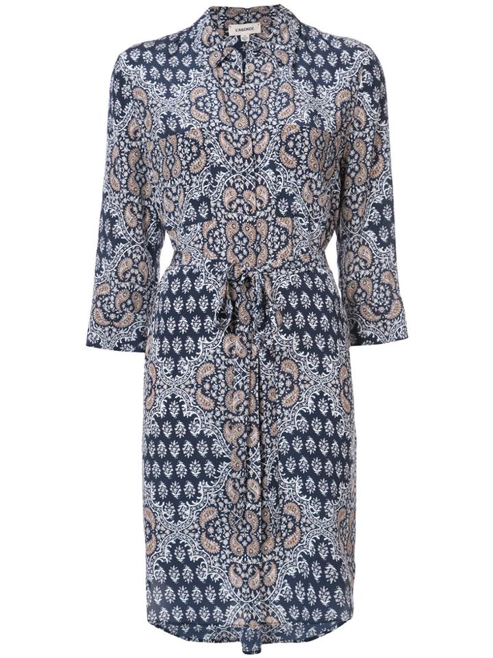 L'agence Floral Print Shirt Dress - Blue