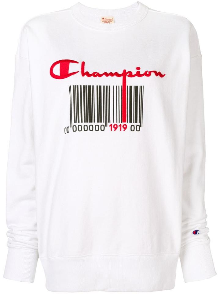 Champion Barcode Logo Sweatshirt - White