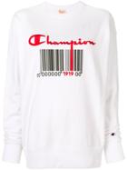 Champion Barcode Logo Sweatshirt - White