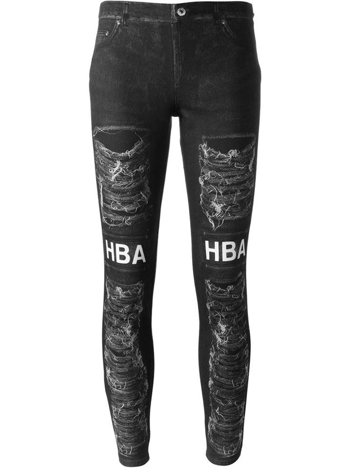 Hood By Air Denim Effect Printed Leggings, Women's, Size: Medium, Grey, Cotton/spandex/elastane