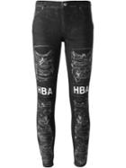 Hood By Air Denim Effect Printed Leggings, Women's, Size: Medium, Grey, Cotton/spandex/elastane