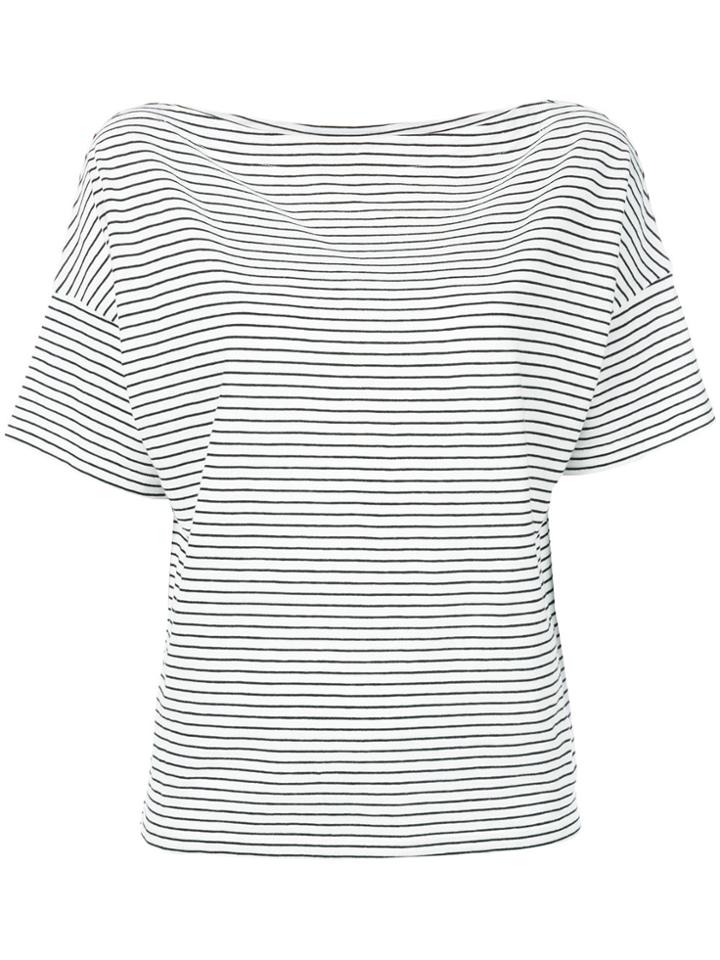 Vince Square Neck Striped T-shirt - White