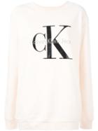 Calvin Klein Jeans Logo Print Sweatshirt, Size: Small, Pink/purple, Cotton