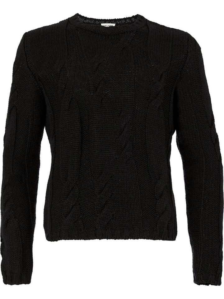 Saint Laurent Braided Knit Sweater - Black