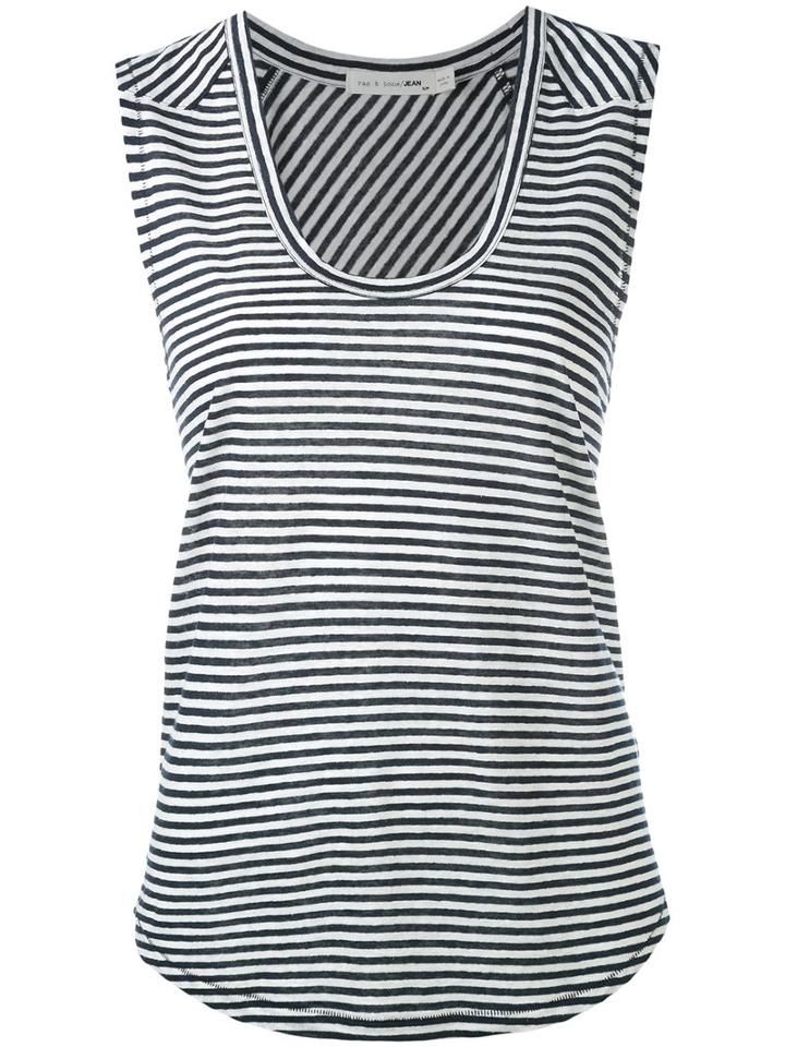 Rag & Bone /jean - Valley Striped Top - Women - Linen/flax/modal - M, Blue, Linen/flax/modal