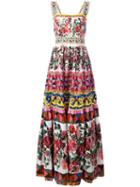 Dolce & Gabbana Mambo Print Maxi Dress, Women's, Size: 42, Pink, Cotton/silk