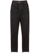 Monse Contrast Band Cropped Jeans - Black