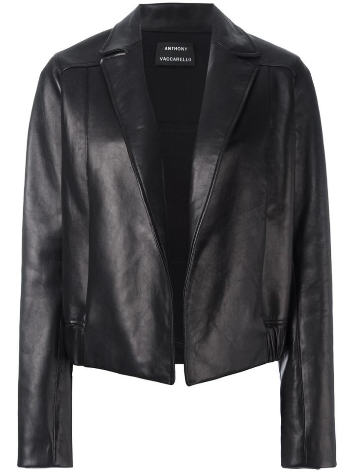 Anthony Vaccarello Open Front Leather Jacket - Black