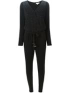 Michael Michael Kors Embellished V-neck Jumpsuit, Women's, Size: Small, Black, Polyester/spandex/elastane/metal (other)