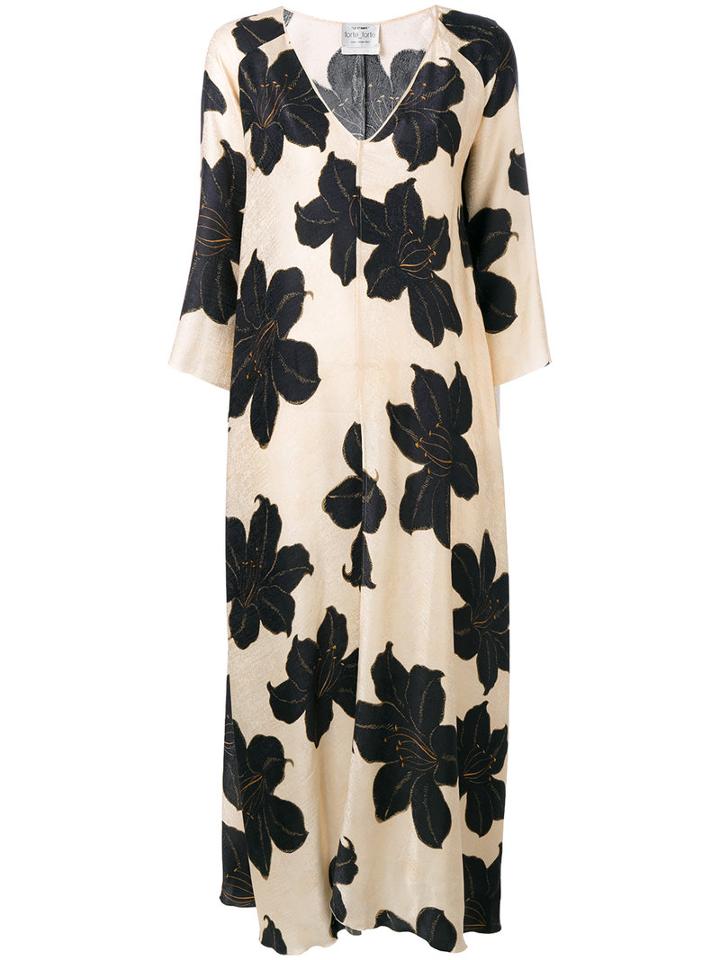 Forte Forte - Loose-fit Floral Dress - Women - Silk - 1, Nude/neutrals, Silk