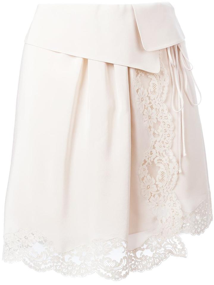 Chloé Lace Detail Skirt, Women's, Size: 36, Nude/neutrals, Silk
